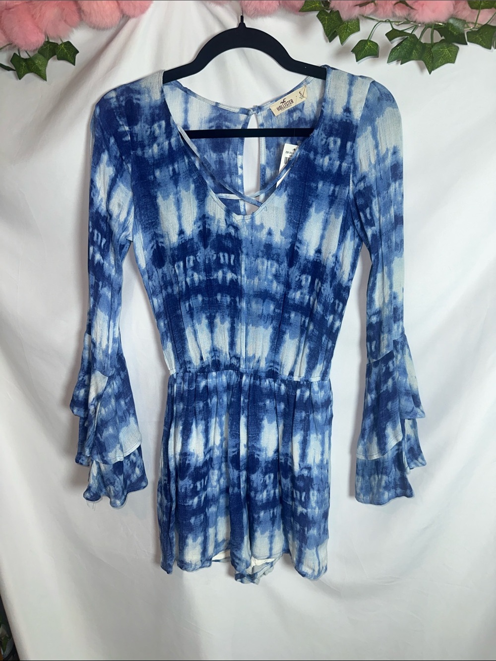 Hollister Blue & White Tie-Dye Tunic Romper